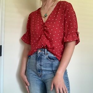 SOLD Madewell Red short sleeve blouse